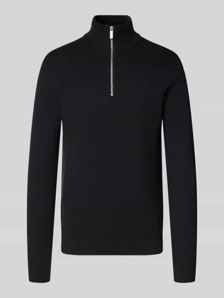 Bluza z kołnierzem o kroju regular fit z czystej bawełny model ‘DANE’ Selected Homme czarna