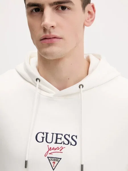 Кофта Guess Jeans з капюшоном меланж бежевий