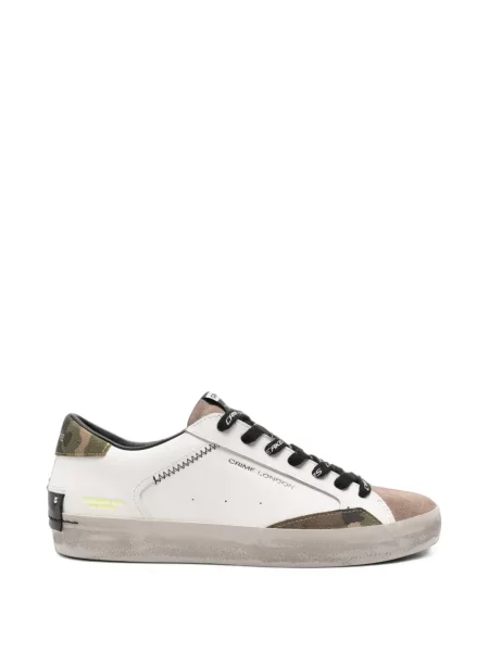 Sneakerși Crime London din piele cu imagine cu model camuflaj alb