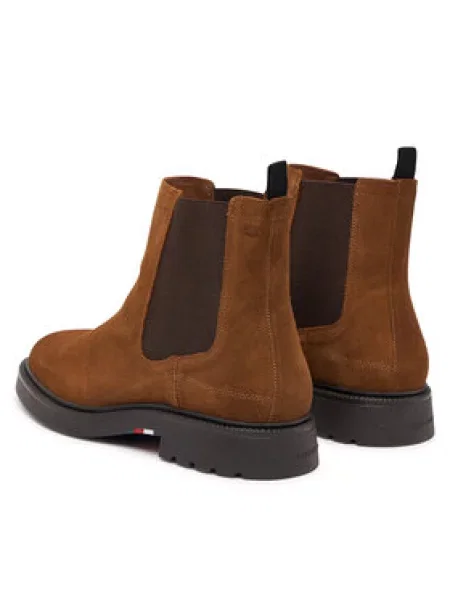 Kotníková obuv s elastickým prvkem Tommy Hilfiger hnědé