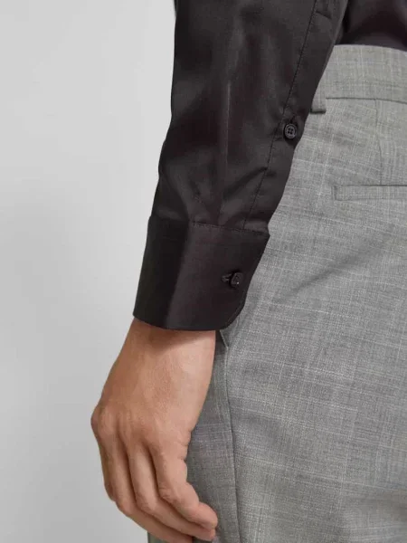 Koszula biznesowa o kroju slim fit z satyny Seidensticker czarny