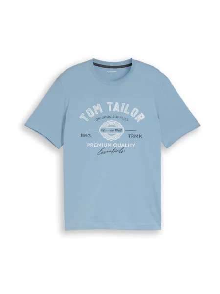 TOM TAILOR Tricou albastru deschis / albastru închis alb