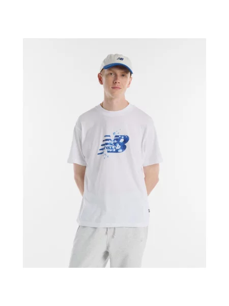 Koszulka New Balance Bubble krótki rękaw niebieski S biały