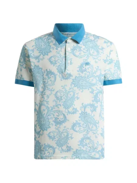 Tricou polo Etro cu model paisley albastru