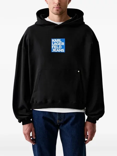 Hanorac cu glugă Karl Lagerfeld Jeans cu imagine negru