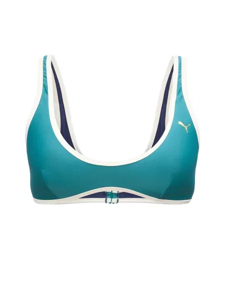 PUMA Sutien de costum de baie sport cyan alb