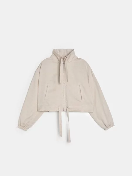 Бомбер-куртка з ліоцелу з домішкою льону нюдовий