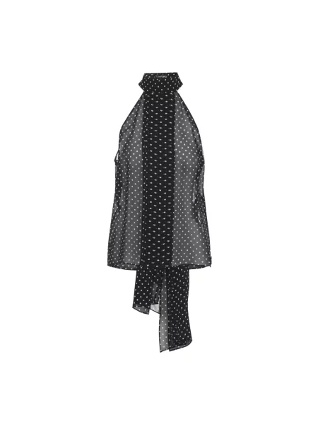 Top Tom Ford w grochy wiązany z dekoltem halter czarny