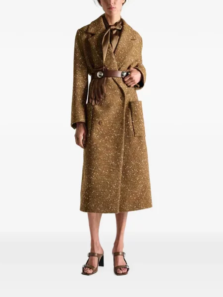 Παλτό Dorothee Schumacher tweed διπλόκουμπα καφέ