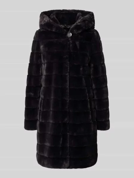 Płaszcz ze sztucznego futra z kapturem i wpuszczanymi Petite M.