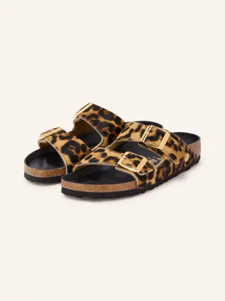 Birkenstock Pantofle Arizona Hairy světle hnědá / zlatá černá