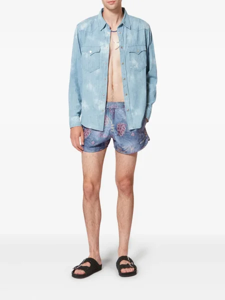 Slip de baie Marant cu model floral cu imagine albastru