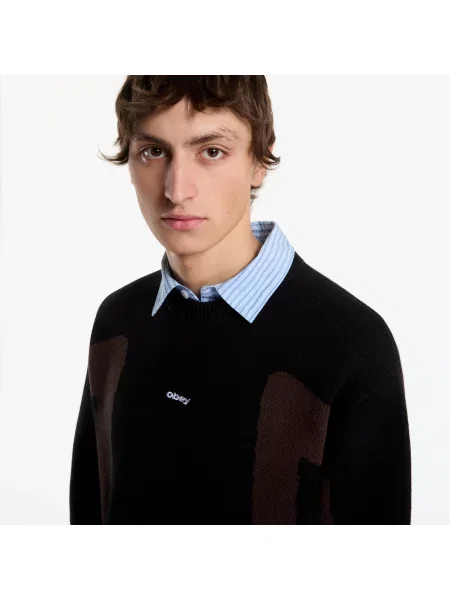 Svetr Obey Brann Sweater Digital Black Multi M černý