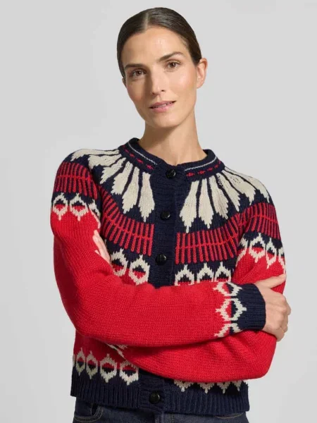 Kardigan rozpinany z mieszanka wełny model Clare' Lollys Laundry czerwony