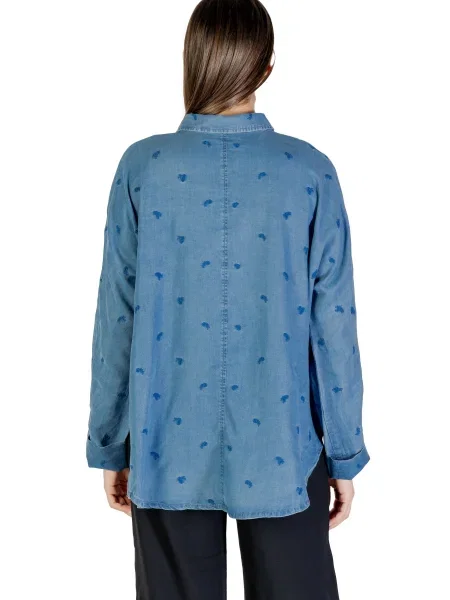 Haftowana koszula Only z długim rękawem niebieska