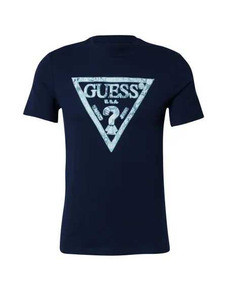 Guess Tricou Bleumarin alb