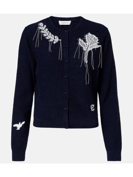Cardigan Erdem cu broderie albastru