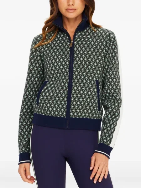 Cardigan The Upside cu imprimeu geometric verde