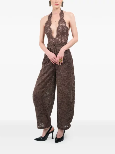 Pantaloni Rowen Rose din dantelă roz