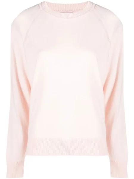 Pulover Barrie din cașmir cu decolteu rotund roz