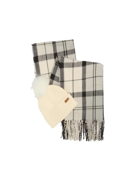 Barbour pălărie și eșarfă bej alb