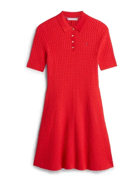TOMMY HILFIGER Pletena haljina ciglasto crvena