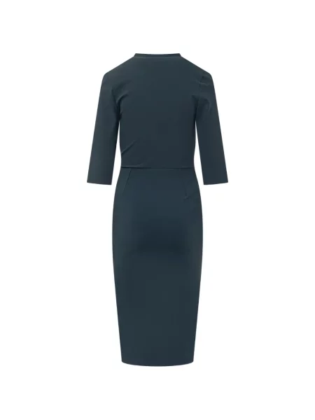 Костюм рокля Chiara Boni La Petite Robe с V-образно деколте с драперии синьо