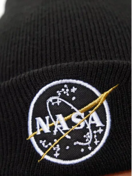 Alpha Industries Čepice Nasa Beanie Černá bílý