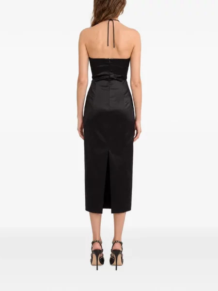 Gėlėta midi suknelė Philipp Plein satino juoda