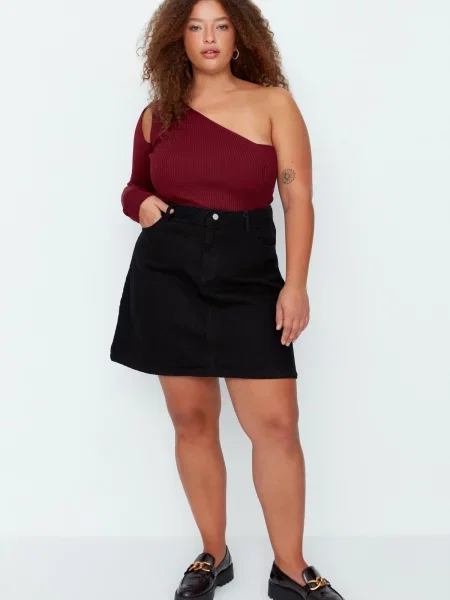 Fustă din denim Trendyol negru