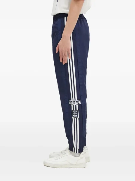 Pantaloni palazzo Adidas cu dungi plisat cu imagine albastru