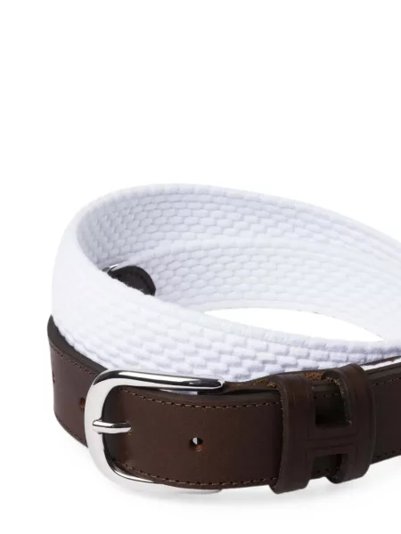 Cu centură curea Hackett London din piele țesută alb