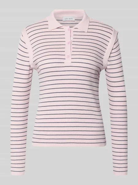 Bluzka z długim rękawem z kołnierzykiem polo model VERAN' Copenhagen Muse różowa