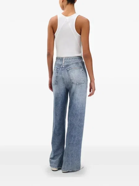 Szerokie jeansy Rag & Bone frotte niebieskie