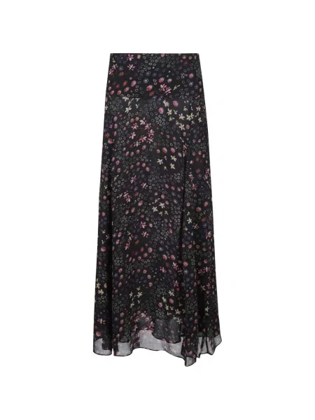 Fustă Isabel Marant de mătase cu model floral cu imagine negru