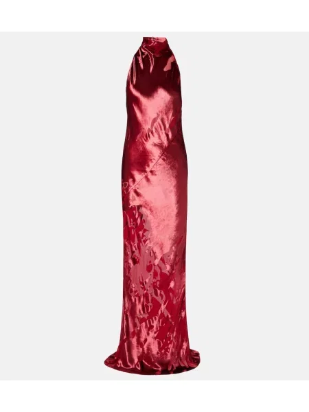 Rochie The Sei de catifea cu gât halter roșu