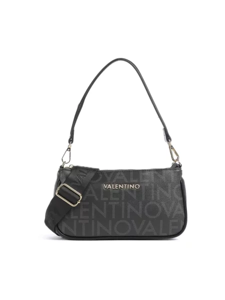 Lniana torebka Valentino Bags czarna