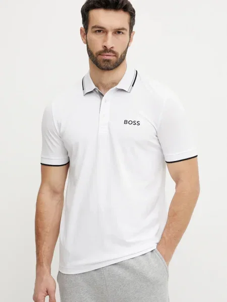 BOSS Green polo z aplikacją biały