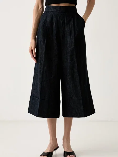 United Colors of Benetton hlače culottes za žene s pamukom plava