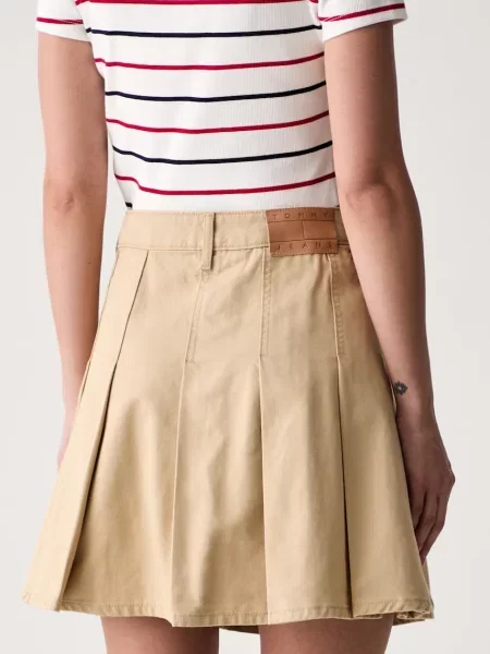 Tommy Jeans spódnica rozkloszowana beżowa