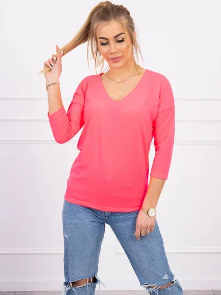 Bluză Kesi cu decolteu în V roz