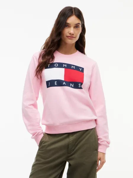 Tommy Jeans Mikina námornícka modrá / ružová červená