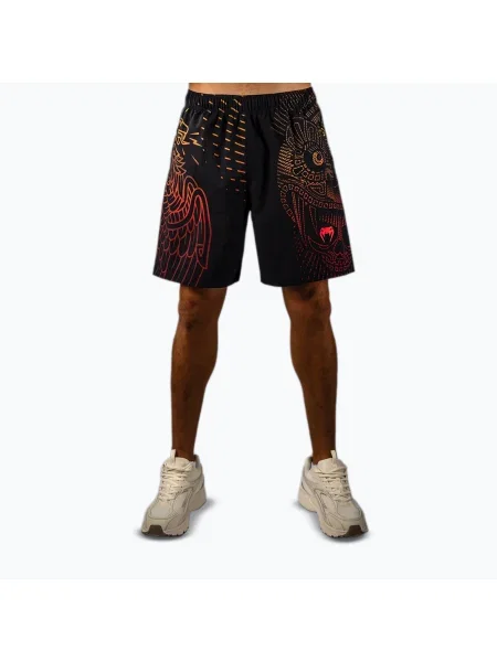 Pantaloni scurți de antrenament pentru bărbați Venum Quetzal Fury Training black/fury red/tangerine negru