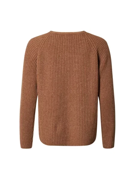 Sweter Lind wełniany brązowy