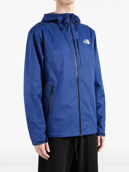 Geacă The North Face cu glugă cu imagine albastru