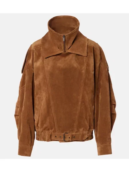 Geacă Saint Laurent din piele de căprioară maro