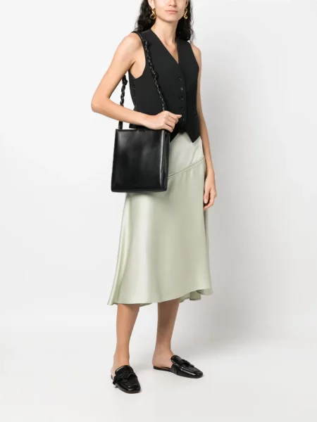 Kožená kožená taška Jil Sander černá