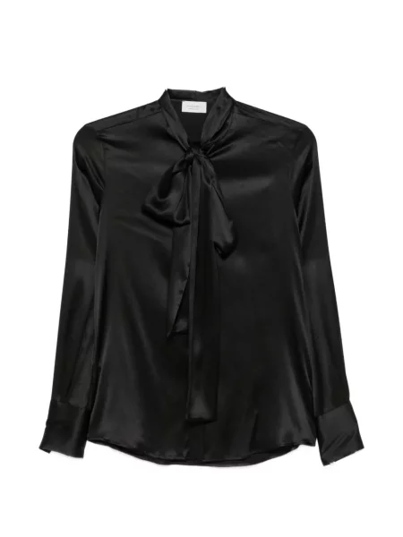 Bluză Mazzarelli cu funde din satin negru
