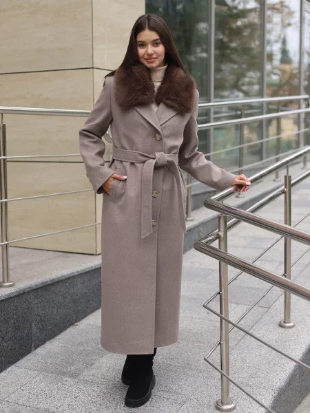 Пальто з утеплювачем MilaNova тауп натуральне каміння