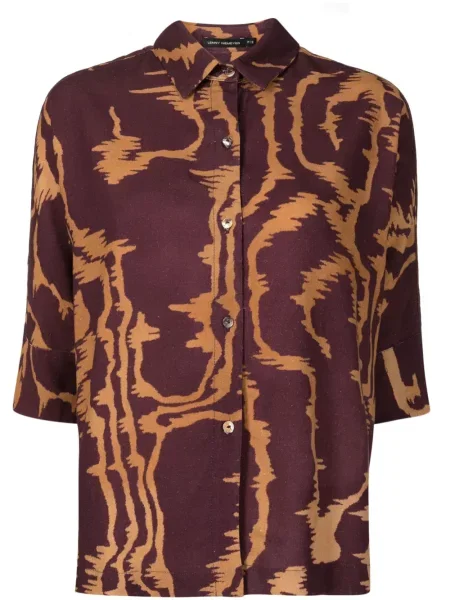 Krótka koszula Lenny Niemeyer z nadrukiem w abstrakcyjne wzory fioletowa